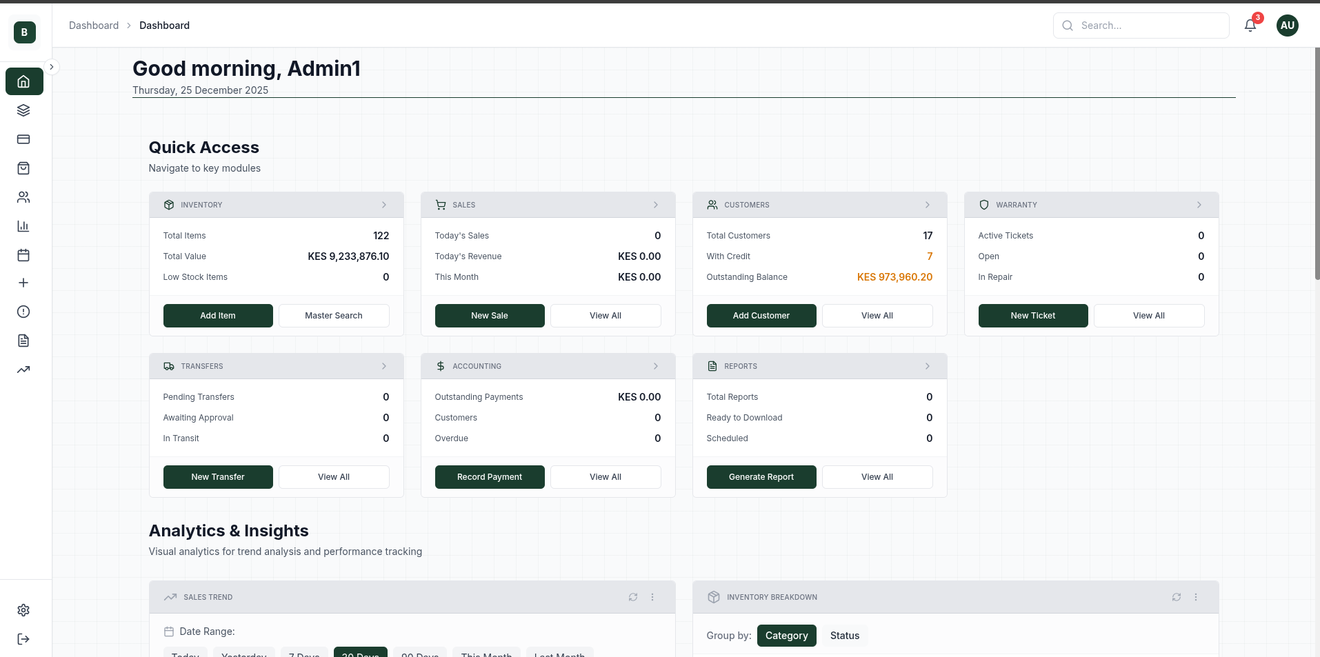Business Analytics Dashboard